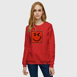 Свитшот хлопковый женский BON JOVI HAVE A NICE DAY SMILE LOGO, цвет: красный — фото 2