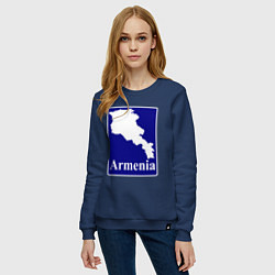 Свитшот хлопковый женский Армения Armenia, цвет: тёмно-синий — фото 2