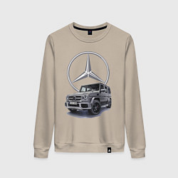 Свитшот хлопковый женский Mercedes Gelendwagen G63 AMG G-class G400d, цвет: миндальный