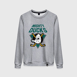 Свитшот хлопковый женский Анахайм Дакс, Mighty Ducks, цвет: меланж