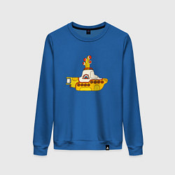 Свитшот хлопковый женский The Beatles Yellow Submarine в дудл стиле, цвет: синий