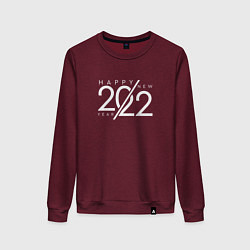 Свитшот хлопковый женский Happy NY 2022, цвет: меланж-бордовый