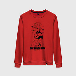 Свитшот хлопковый женский Яой про Геноса и Сайтама One Punch-Man, цвет: красный
