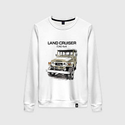 Свитшот хлопковый женский Toyota Land Cruiser FJ 40 4X4 sketch, цвет: белый