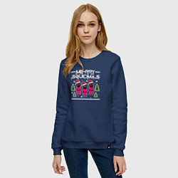 Свитшот хлопковый женский Merry squidmas guard, цвет: тёмно-синий — фото 2