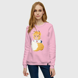 Свитшот хлопковый женский Сенко в костюме горничная, цвет: светло-розовый — фото 2