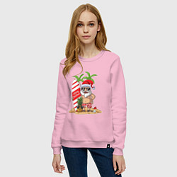 Свитшот хлопковый женский Santa on Vibe, цвет: светло-розовый — фото 2