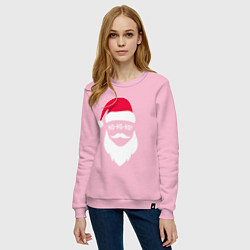 Свитшот хлопковый женский Санта ХО-ХО-ХО арт, цвет: светло-розовый — фото 2