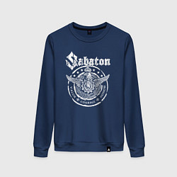 Свитшот хлопковый женский Белый логотип Sabaton, цвет: тёмно-синий