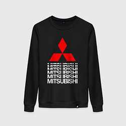 Свитшот хлопковый женский MITSUBISHI МИЦУБИСИ МИТСУБИСИ МИЦУБИШИ LOGO STYLE, цвет: черный