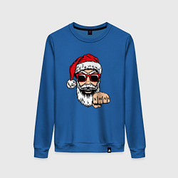 Свитшот хлопковый женский Bad Santa xmas Плохой Санта, цвет: синий