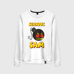 Свитшот хлопковый женский Serious Sam Bomb Logo, цвет: белый