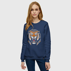 Свитшот хлопковый женский Tiger, цвет: тёмно-синий — фото 2