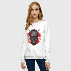 Свитшот хлопковый женский SHLSHK Cyber Skull Collection, цвет: белый — фото 2