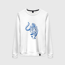 Свитшот хлопковый женский Символ года тигр 2022, цвет: белый
