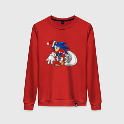 Свитшот хлопковый женский Santa Claus Sonic the Hedgehog, цвет: красный