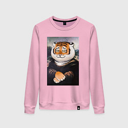 Свитшот хлопковый женский Тигр - Мона Лиза, цвет: светло-розовый