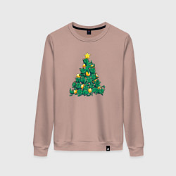 Женский свитшот Christmas Tree Made Of Green Cats