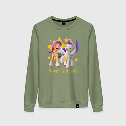 Свитшот хлопковый женский Magic Pony Friends, цвет: авокадо