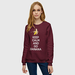 Свитшот хлопковый женский Keep calm and go banana, цвет: меланж-бордовый — фото 2