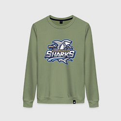 Свитшот хлопковый женский Wilmington sharks -baseball team, цвет: авокадо