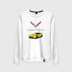 Свитшот хлопковый женский Chevrolet Corvette motorsport, цвет: белый