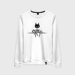 Свитшот хлопковый женский Stray: Black Logo, цвет: белый