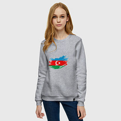 Свитшот хлопковый женский Флаг - Азербайджан, цвет: меланж — фото 2