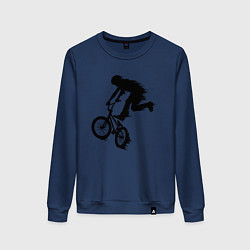 Свитшот хлопковый женский ВЕЛОСПОРТ BMX Racing ВЕЛОСИПЕДИСТ, цвет: тёмно-синий