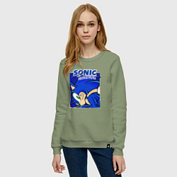 Свитшот хлопковый женский Sonic Adventure Sonic, цвет: авокадо — фото 2