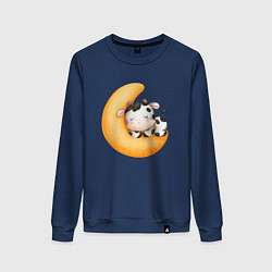 Женский свитшот Спящий бычок на месяце