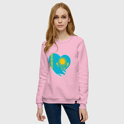 Свитшот хлопковый женский Сердце - Казахстан, цвет: светло-розовый — фото 2