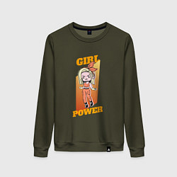 Свитшот хлопковый женский Girl Power Anime, цвет: хаки