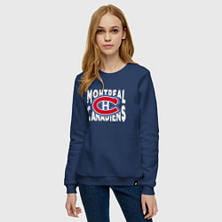 Свитшот хлопковый женский Монреаль Канадиенс, Montreal Canadiens, цвет: тёмно-синий — фото 2
