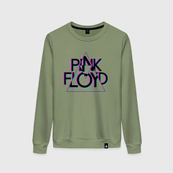Свитшот хлопковый женский PINK FLOYD ПИНК ФЛОЙД ГЛИТЧ, цвет: авокадо