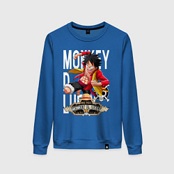 Свитшот хлопковый женский One Piece Monkey Большой Куш Манки, цвет: синий