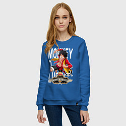 Свитшот хлопковый женский One Piece Monkey Большой Куш Манки, цвет: синий — фото 2