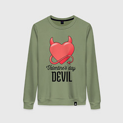 Свитшот хлопковый женский Valentines Day Devil, цвет: авокадо