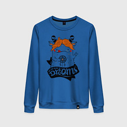 Свитшот хлопковый женский Пушистый человечек и талисман, цвет: синий