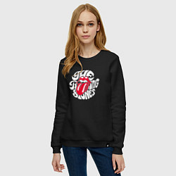 Свитшот хлопковый женский Rolling Stones, Роллинг Стоунз, цвет: черный — фото 2