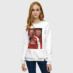 Свитшот хлопковый женский Arsenal, Pierre-Emerick Aubameyang, цвет: белый — фото 2