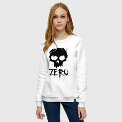 Свитшот хлопковый женский Zero skull, цвет: белый — фото 2