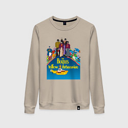 Свитшот хлопковый женский The Beatles on a Yellow Submarine, цвет: миндальный
