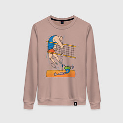 Свитшот хлопковый женский Мощный волейбольный удар, цвет: пыльно-розовый