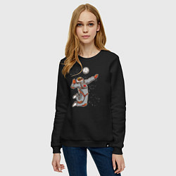 Свитшот хлопковый женский Мощный космический удар, цвет: черный — фото 2