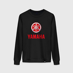 Свитшот хлопковый женский Yamaha Логотип Ямаха, цвет: черный