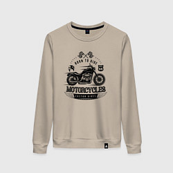 Свитшот хлопковый женский Motorcycle Born to ride, цвет: миндальный