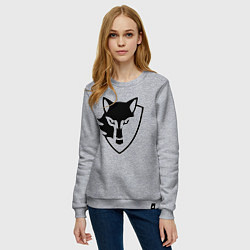 Свитшот хлопковый женский Wolf Emblem, цвет: меланж — фото 2