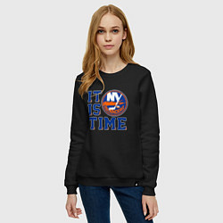 Свитшот хлопковый женский It Is New York Islanders Time Нью Йорк Айлендерс, цвет: черный — фото 2