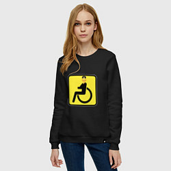 Свитшот хлопковый женский Весёлый инвалид - знак дорожный, цвет: черный — фото 2